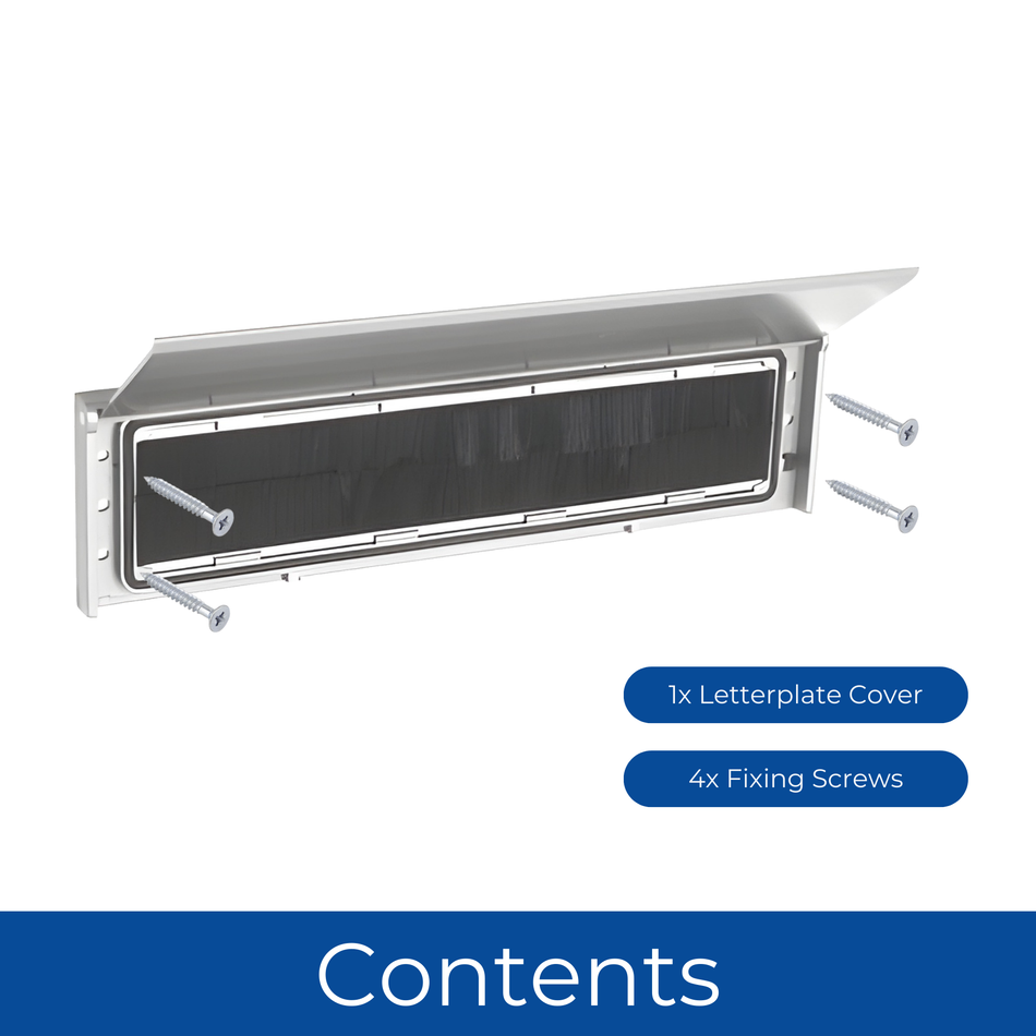 Letterplate Cover 12 inch Door Letterbox with Draught Excluder - Silver