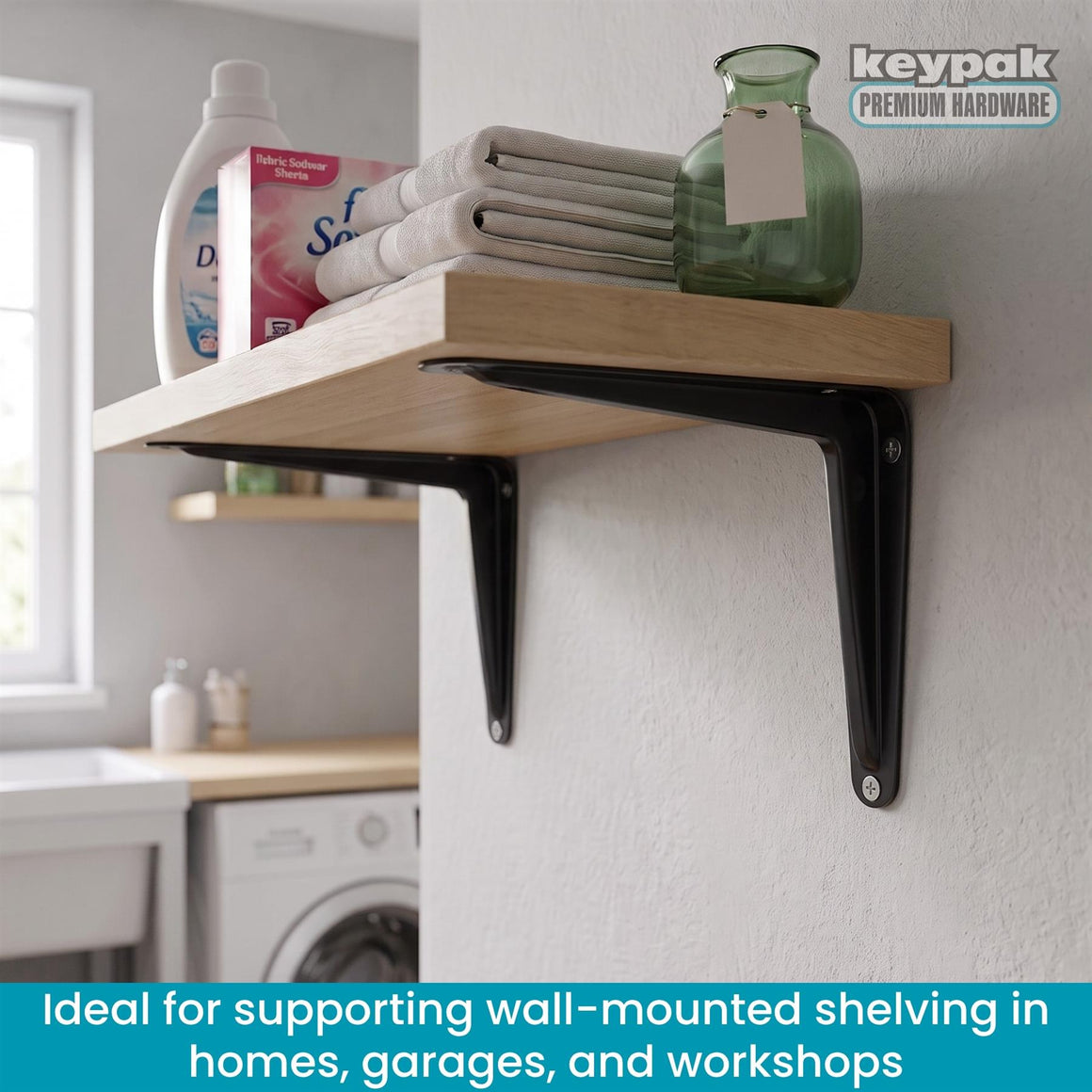 Black London Pattern Shelf Brackets 200 x 150mm, Pack of 24 - Select Hardware
