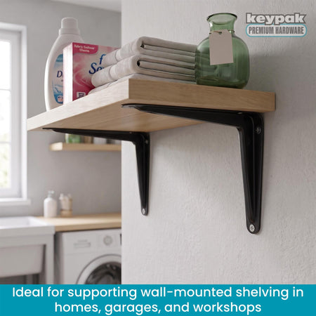 Black London Pattern Shelf Brackets 200 x 150mm, Pack of 24 - Select Hardware