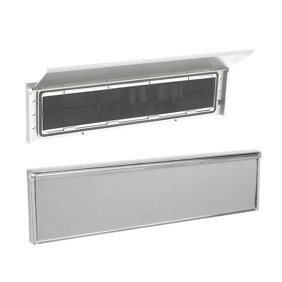 Letterplate Cover 12 inch Door Letterbox with Draught Excluder - Chrome