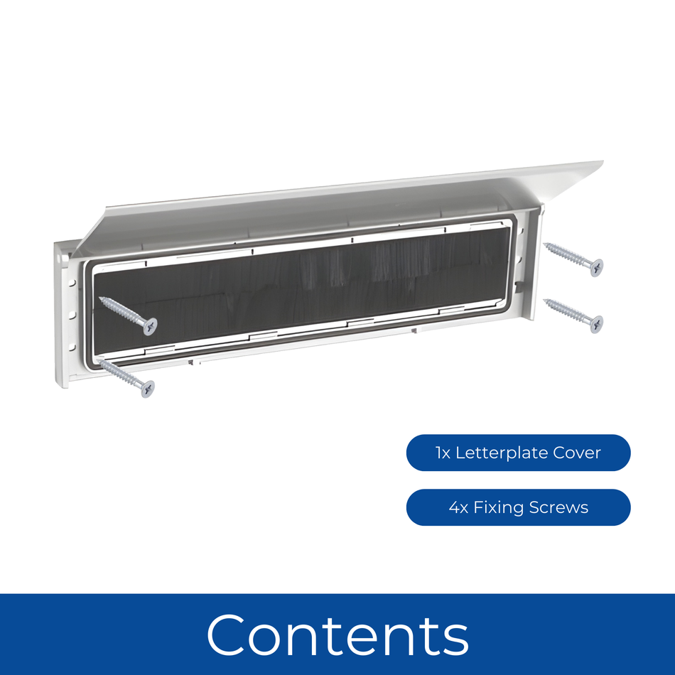 Letterplate Cover 12 inch Door Letterbox with Draught Excluder - Chrome