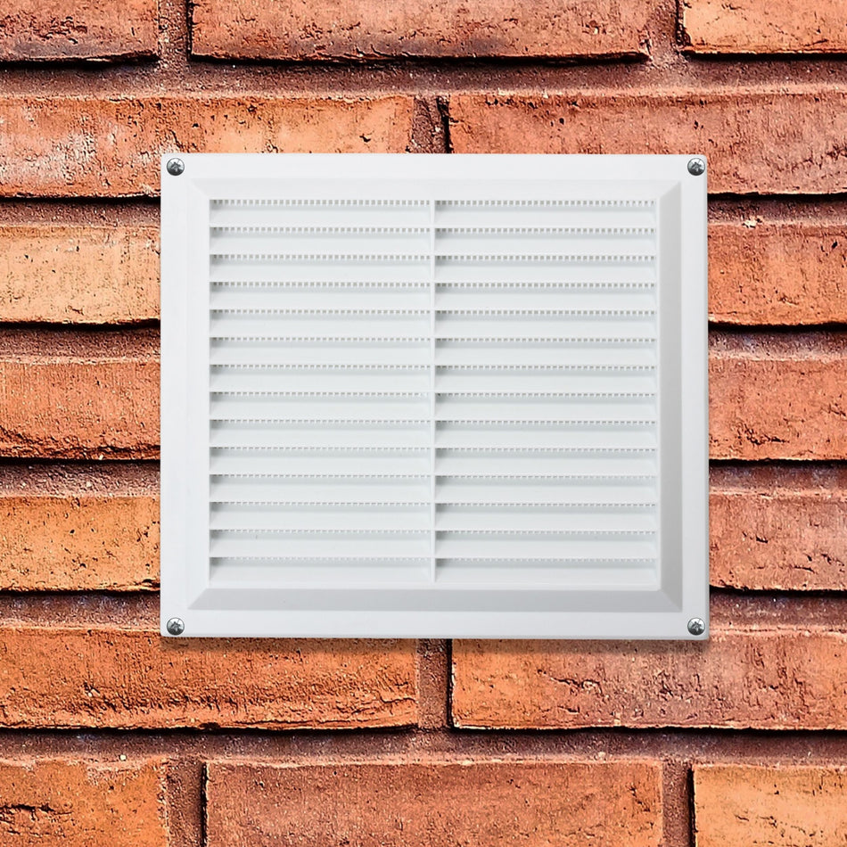 Vent -Louvred with F/Flyscreen Plastic 9x9" White