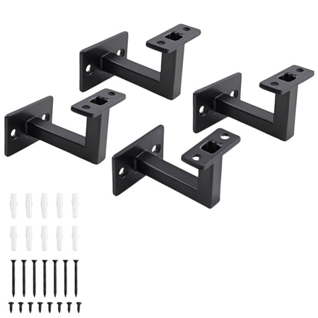 Flat Top Handrail Brackets for Stair and Hallway Rails, Matte Black, 4 Pack - Select Hardware