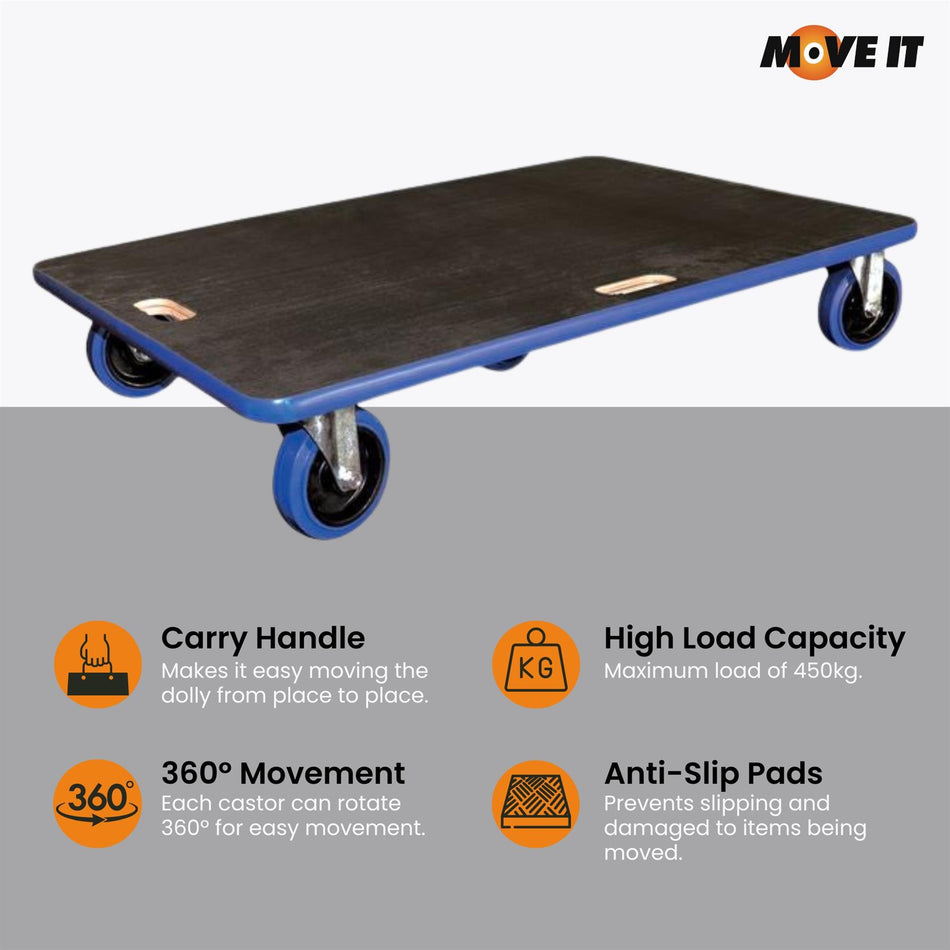 Dolly Trolley Large Heavy Duty Platform Cart Furniture Mover 5 Wheel 900x600mm
