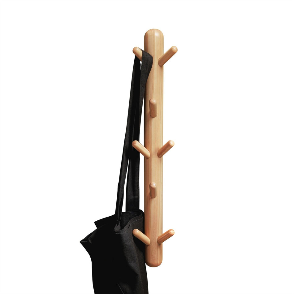 Wall Mounted Totem Coat Hook 8 Hook Scandi Wood Rack For Hallway & Bedroom