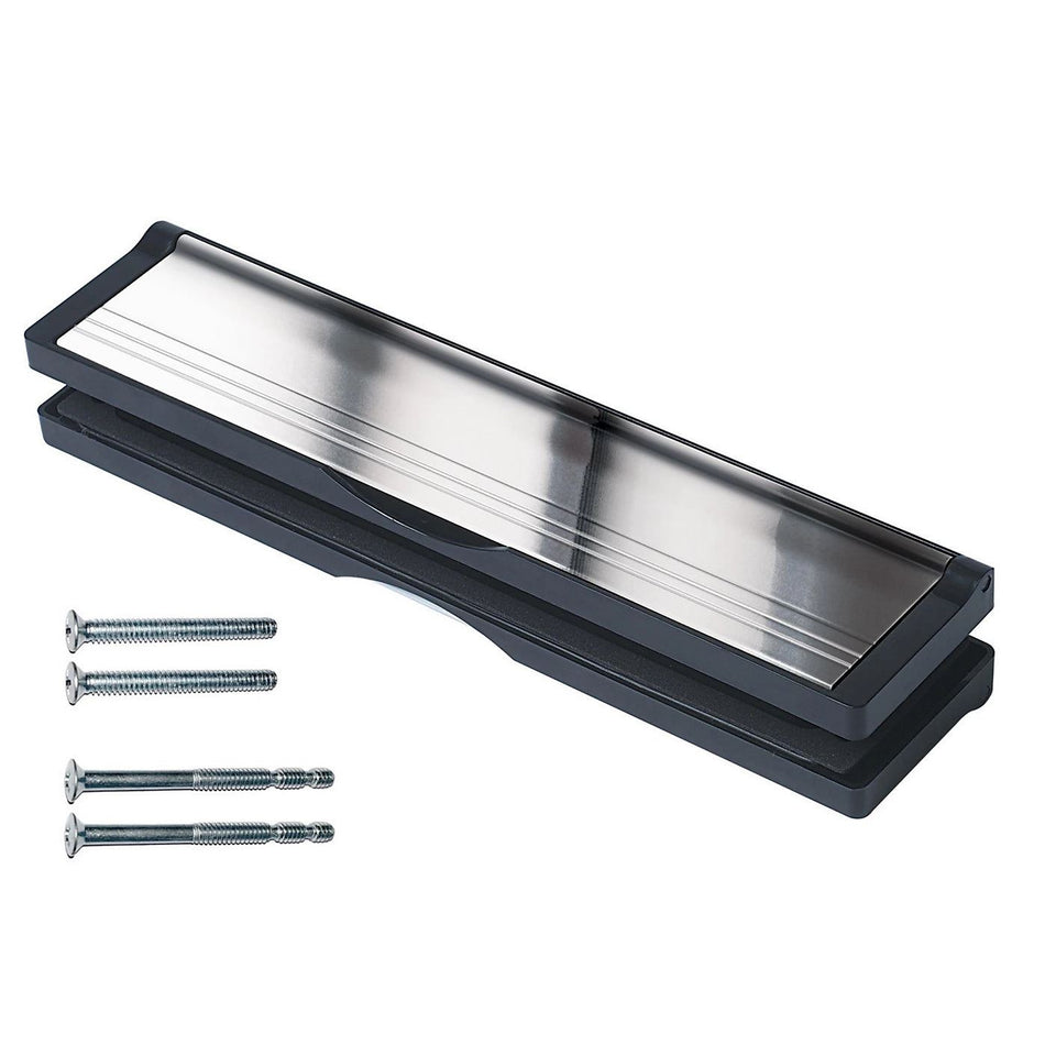 Letterplate 12"  -  For Door Thickness 40-80mm Black/P Silver