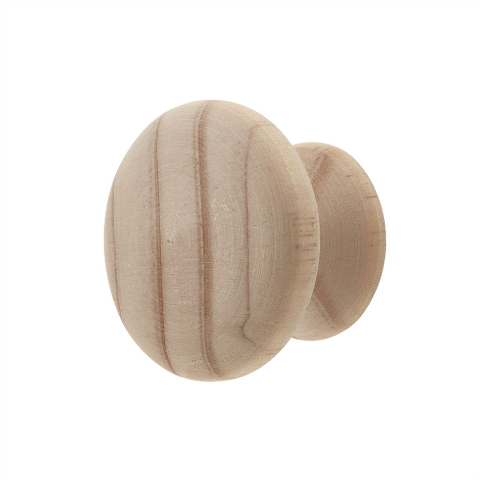 10 Pack Classic Wooden Knobs 40mm - Natural Wood Cabinet & Drawer Knob Handles