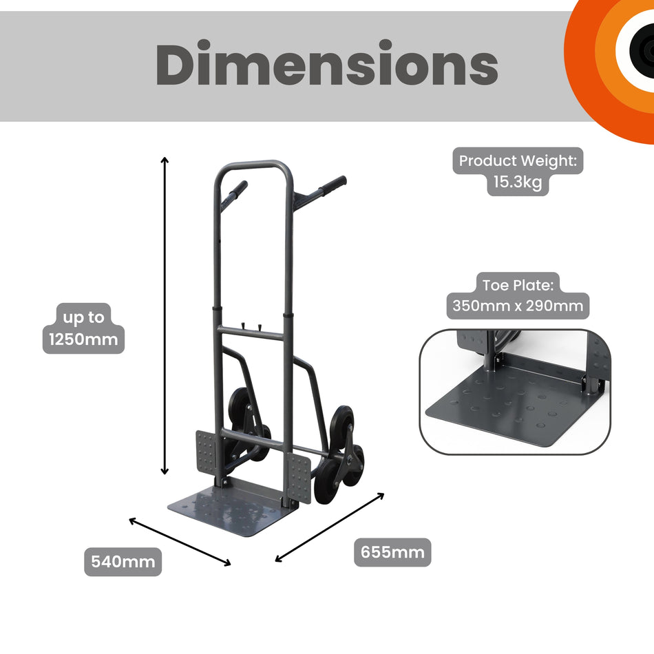 Heavy Duty Stair Climber Sack Truck 300kg Capacity Foldable Steel Hand Trolley