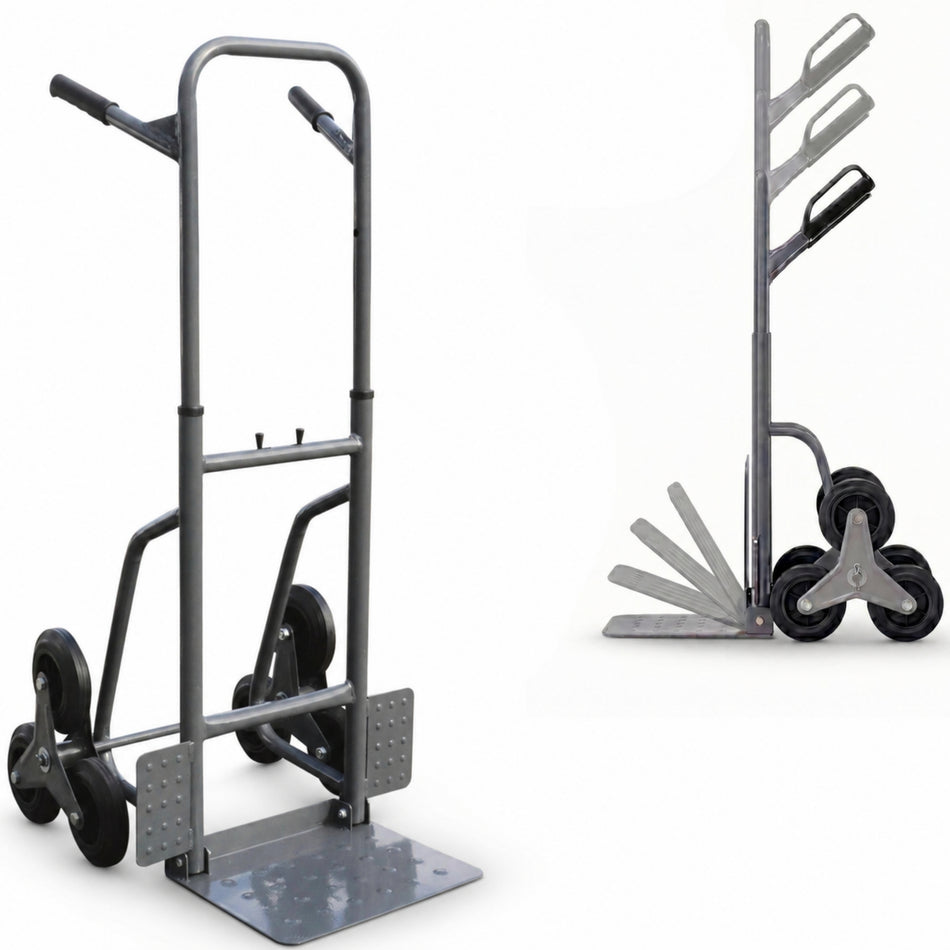 Heavy Duty Stair Climber Sack Truck 300kg Capacity Foldable Steel Hand Trolley