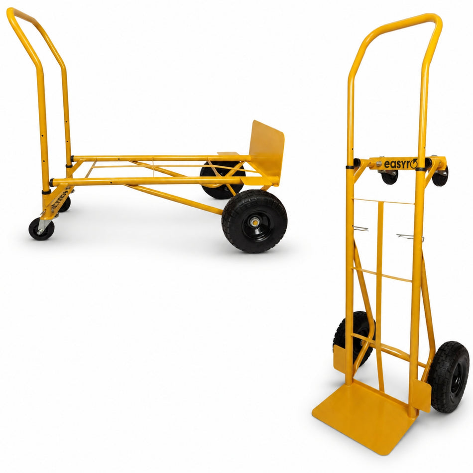2-in-1 Heavy Duty Sack Truck & Flatbed Platform Cart Puncture Proof Wheels Steel