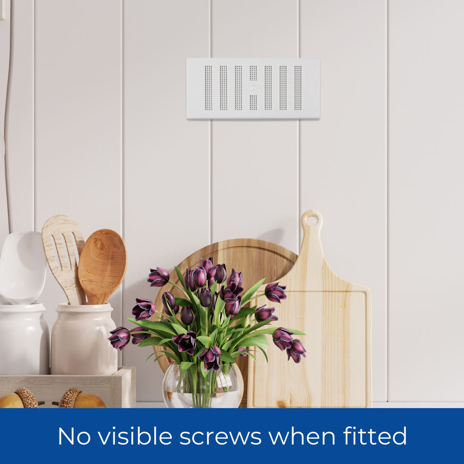 White Adjustable Plastic Vent with Fixed Flyscreen - 6x3 Inch