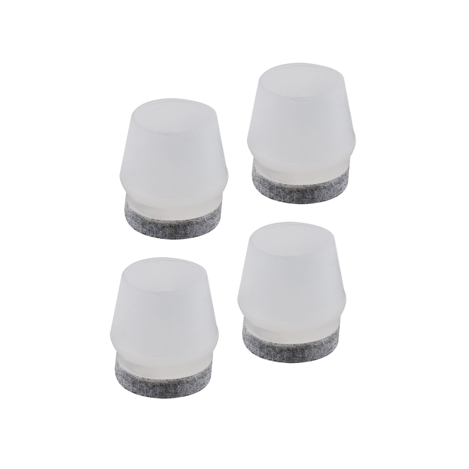 19mm Furniture Feet Caps Clear Felt-Ended Leg Tips – Pack of 4