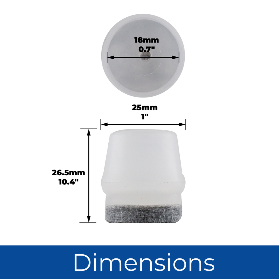 19mm Furniture Feet Caps Clear Felt-Ended Leg Tips – Pack of 4