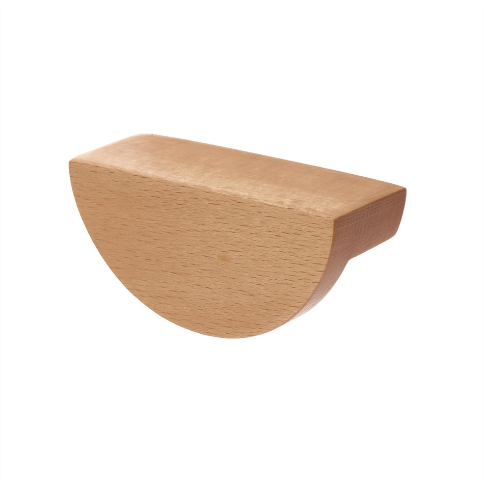 10 Pack Half Round Beech Wood Handles 75mm – Natural Wooden Cabinet & Drawer Pull Handles