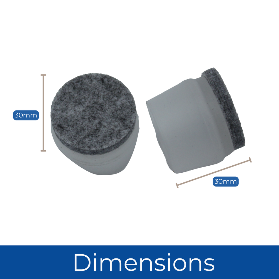 25mm Furniture Feet Caps Clear Felt-Ended Leg Tips – Pack of 4