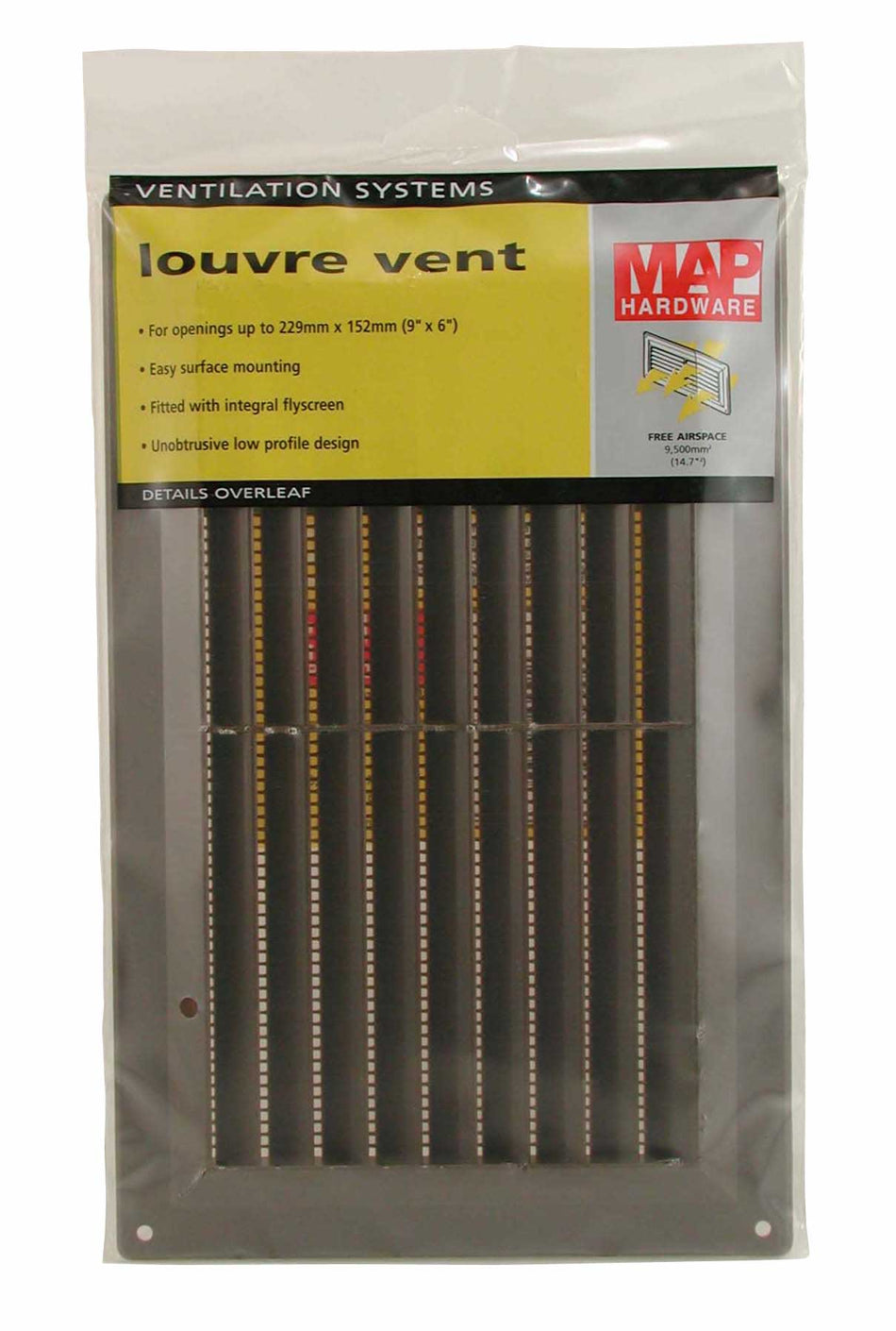 Vent -Louvred with F/Flyscreen Plastic 9x6" Brown