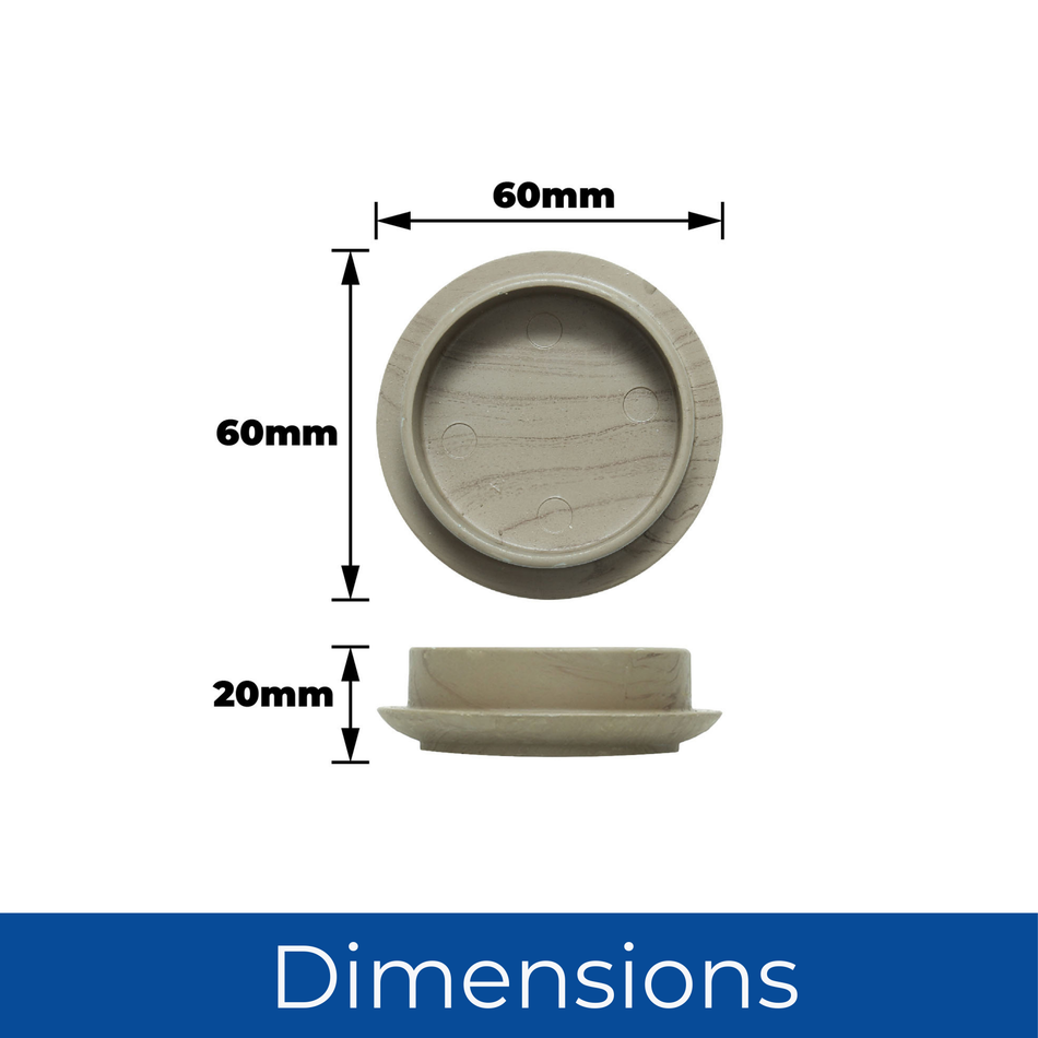 44mm Light Wood Effect Non-Slip Furniture Castor Cups – 4 Pack