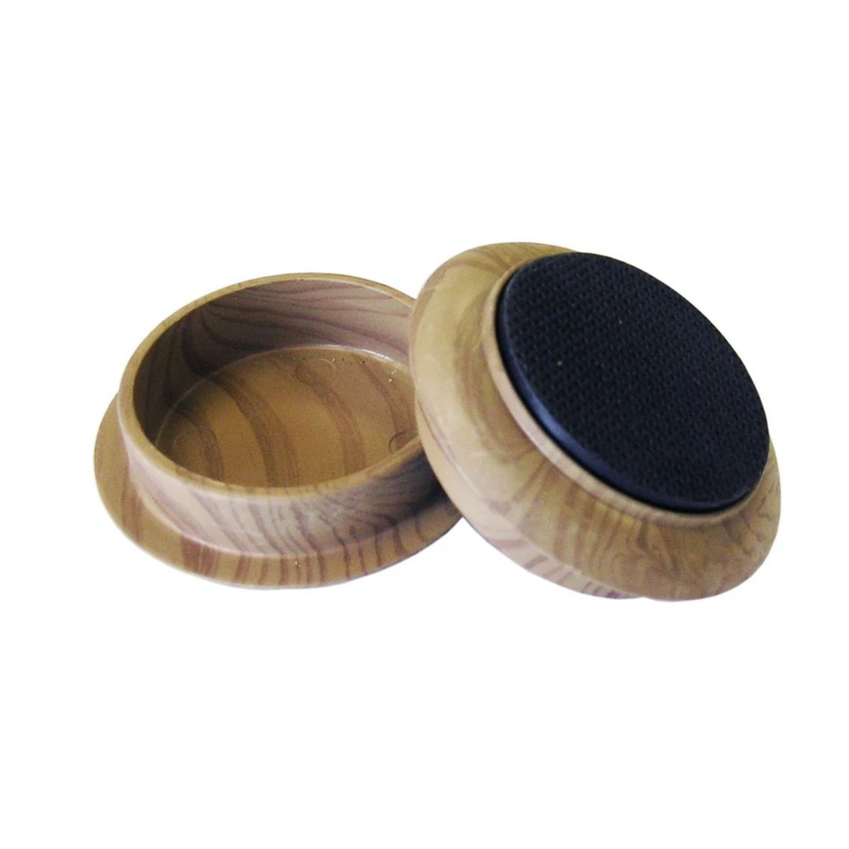 44mm Dark Wood Effect Non-Slip Furniture Castor Cups – 4 Pack