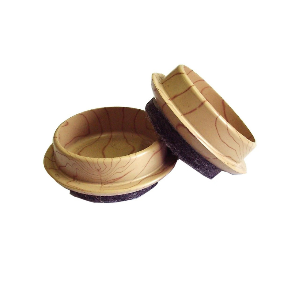 Furniture Castor Cups 44mm Felt Base Light Wood Grain