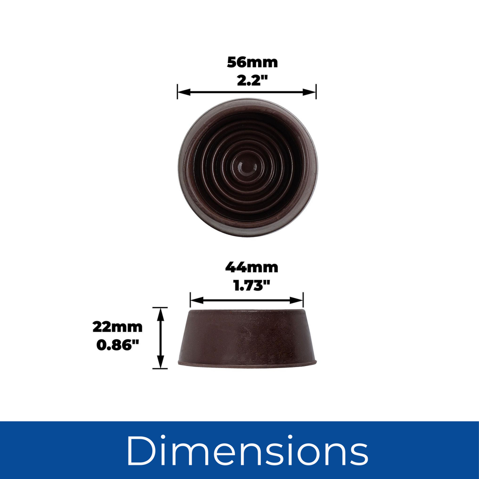 4 Pack 44mm Brown Rubber Non-Slip Castor Cups