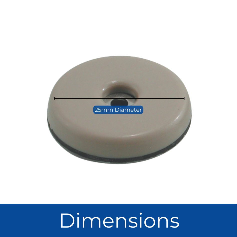 25mm Slide Glides Screw-in/Self-Adhesive Gliders for Furniture & Appliances - Pack of 8