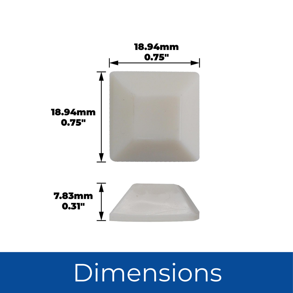19mm White Square Adhesive Vinyl Bumper Pads – Pack of 12