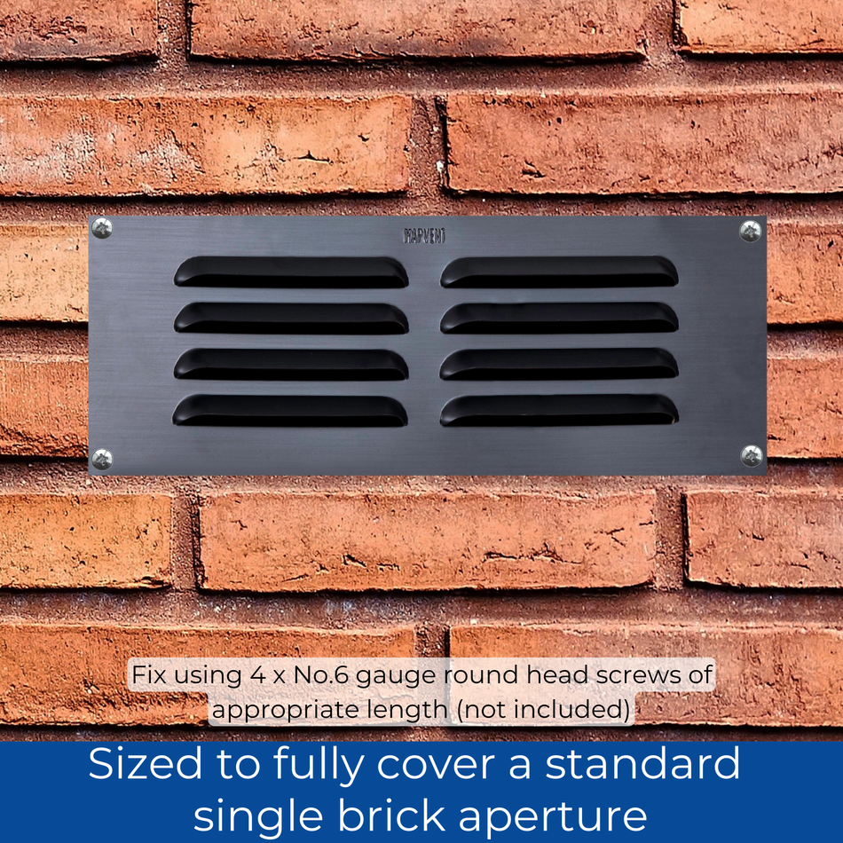 Louvred Aluminium Vent - Anthracite - 9x3 Inch