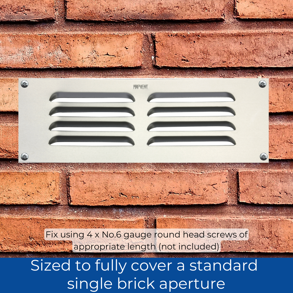 Louvred Aluminium Vent - Silver - 9x3 Inch