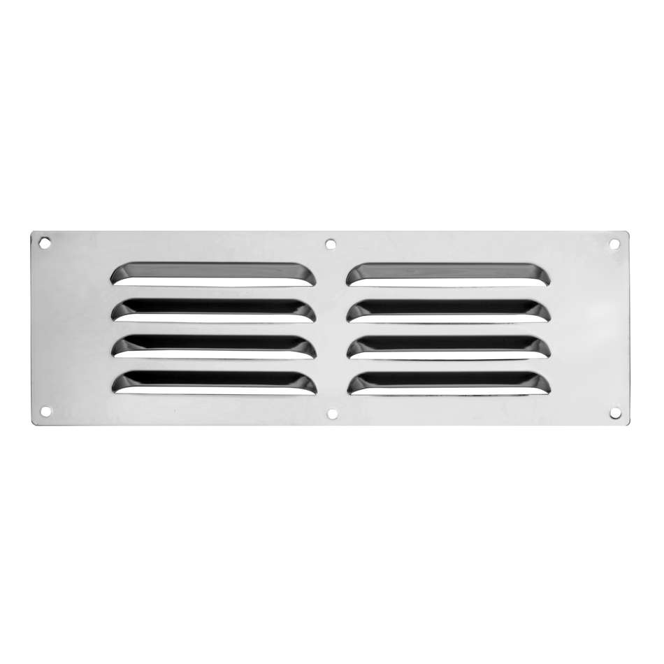 Chrome Finish Louvred Stainless Steel Vent - 9x3 Inch