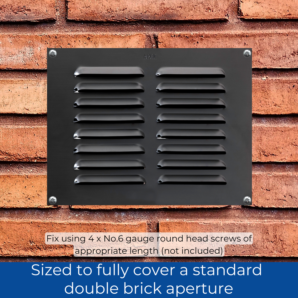 Louvred Aluminium Vent - Anthracite - 9x6 Inch