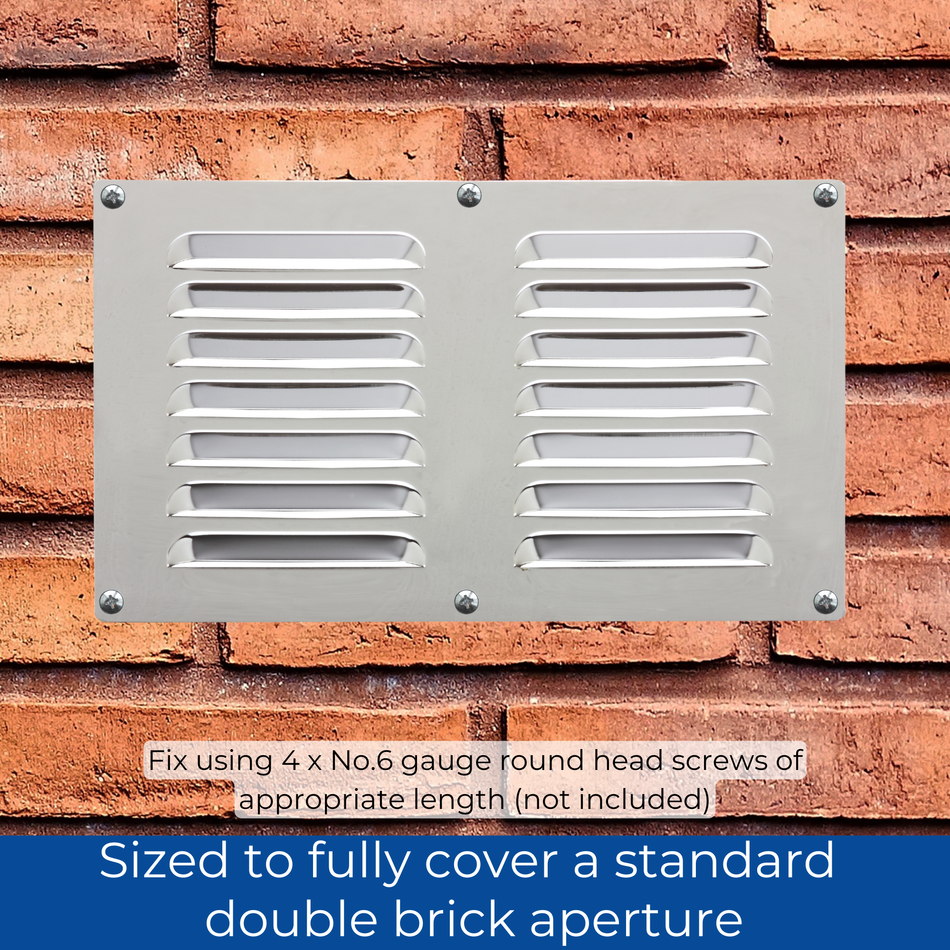 Chrome Finish Louvred Stainless Steel Vent - 9x6 Inch