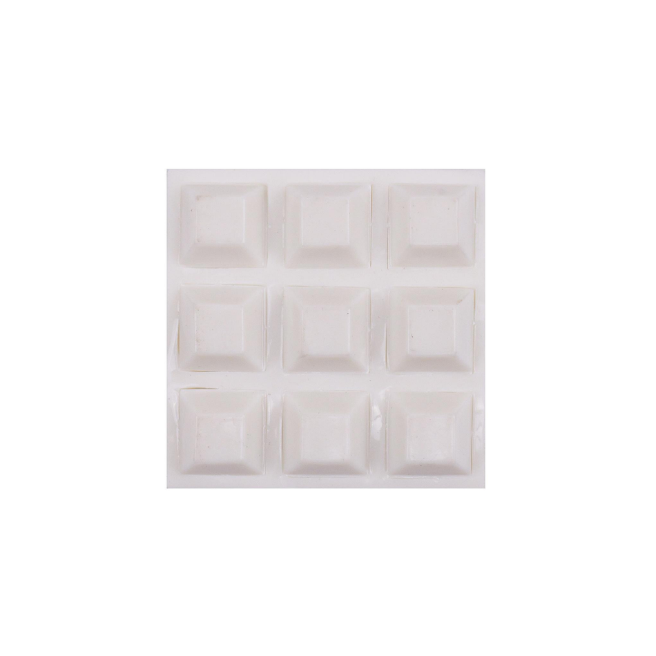 13mm White Square Adhesive Vinyl Bumper Pads – Pack of 9