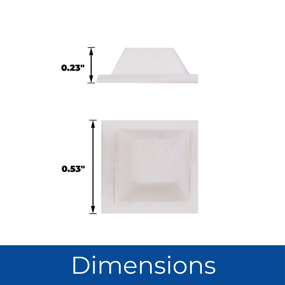 13mm White Square Adhesive Vinyl Bumper Pads – Pack of 9