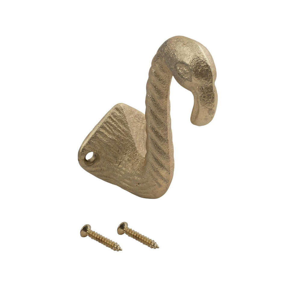 5 Pack Flamingo Head Wall Hook - Brushed Brass - Wall Mounted Storage