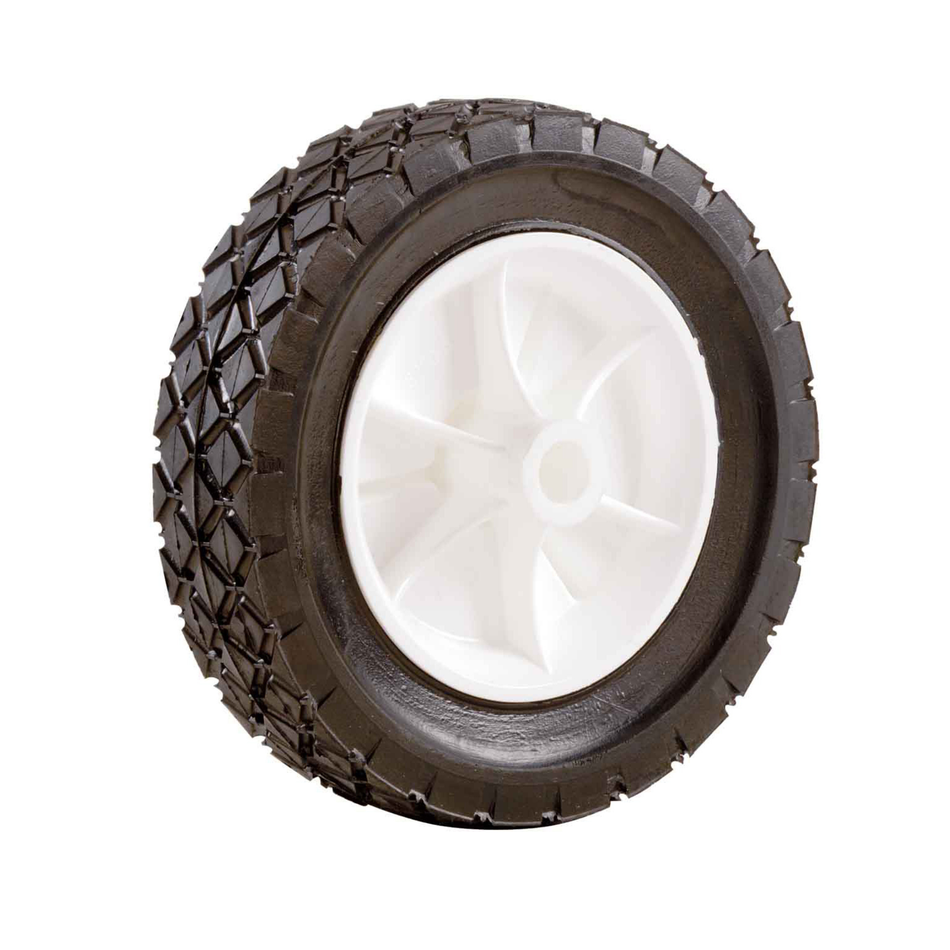 Puncture-Proof Tyre 200mm, Semi-Pneumatic Rubber, White Plastic Hub