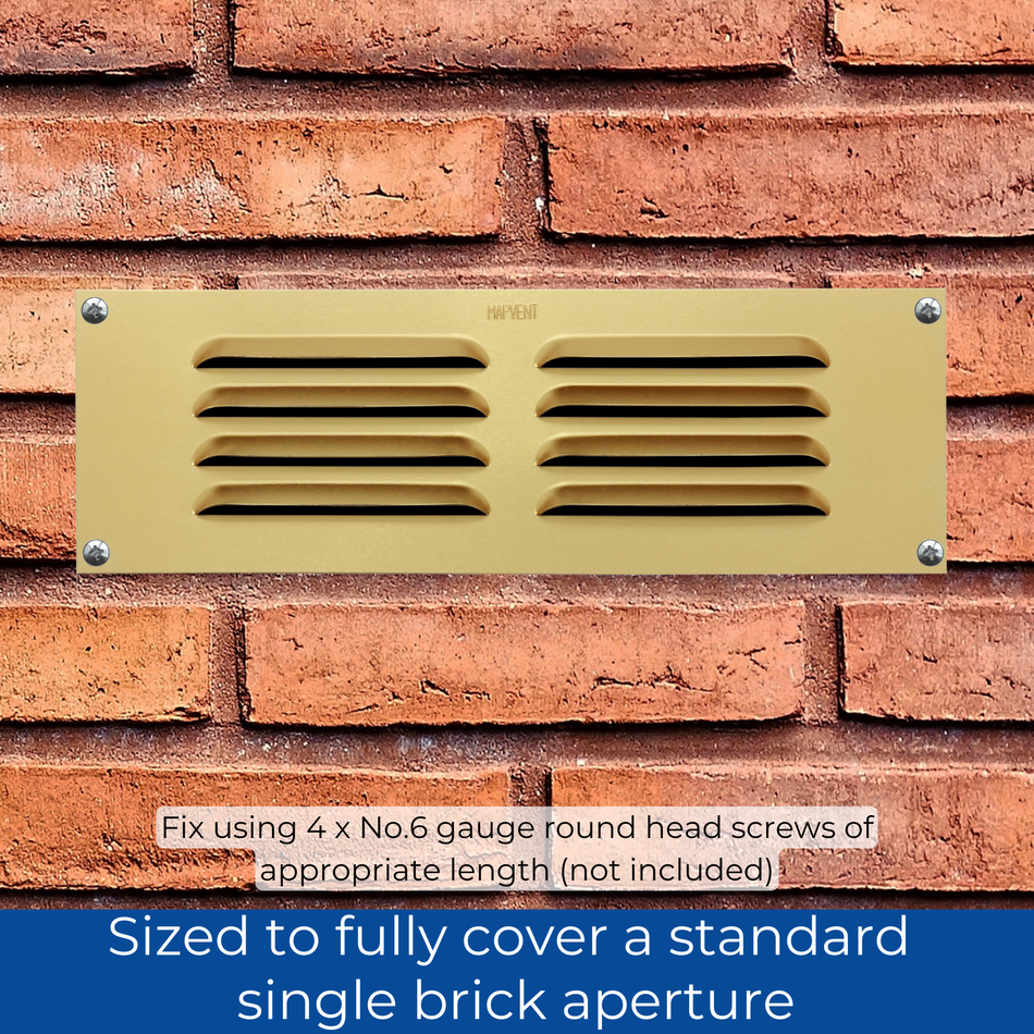 Louvred Aluminium Vent - Gold - 9x3 Inch