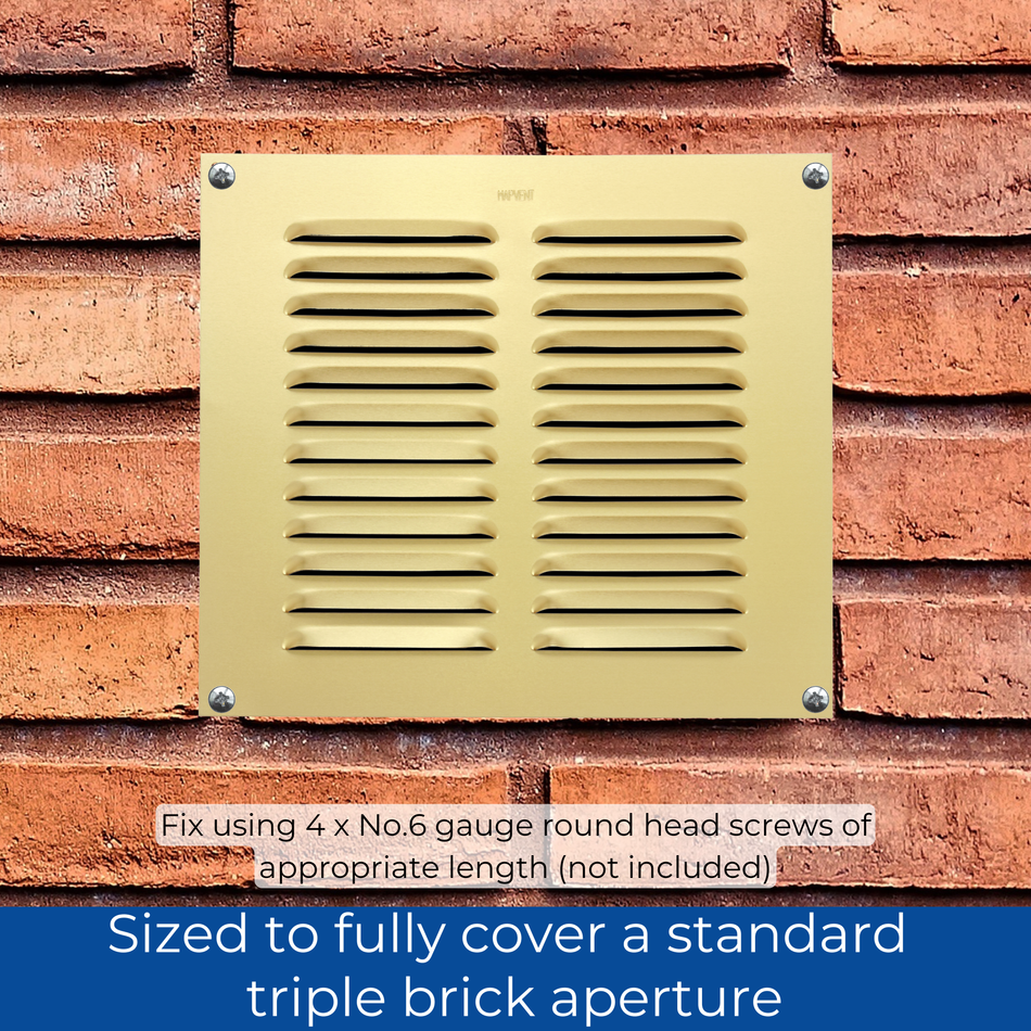 Louvred Aluminium Vent - Gold - 9x9 Inch