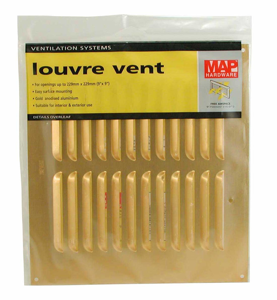 Vent  -  Louvred Aluminium 9x9" Gold