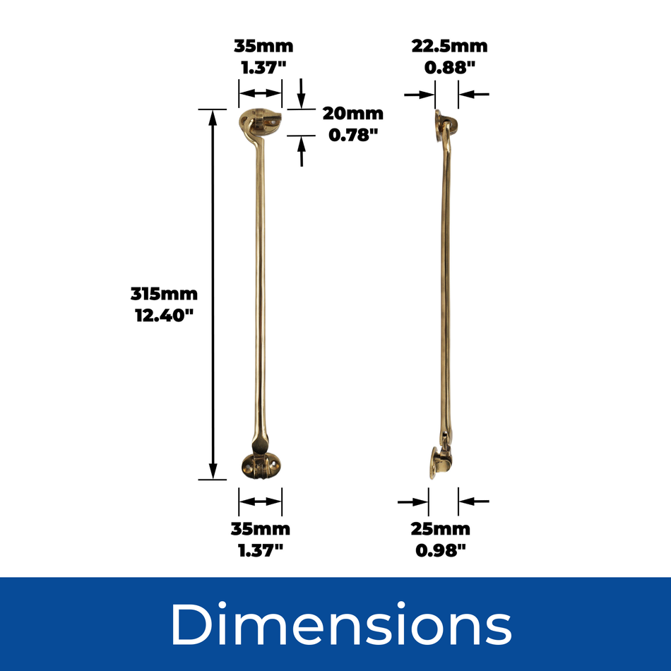 Extended Length Brass Cabin Hook 300mm