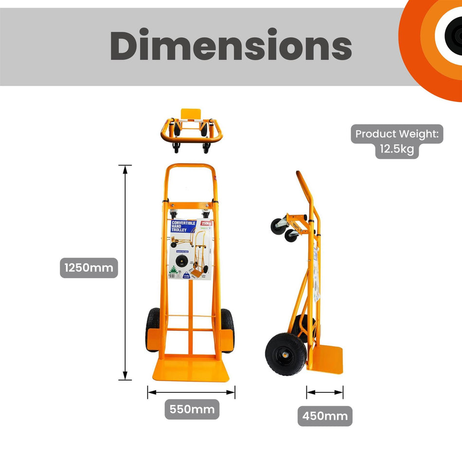 2-in-1 Heavy Duty Sack Truck & Flatbed Platform Cart Puncture Proof Wheels Steel