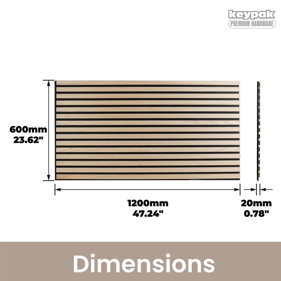 Wall Panel 120cm x 60cm, Wooden Wall Panelling Slats, Light Oak
