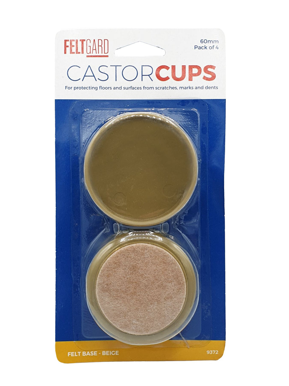 Furniture Castor Cups 60mm Felt Base Beige