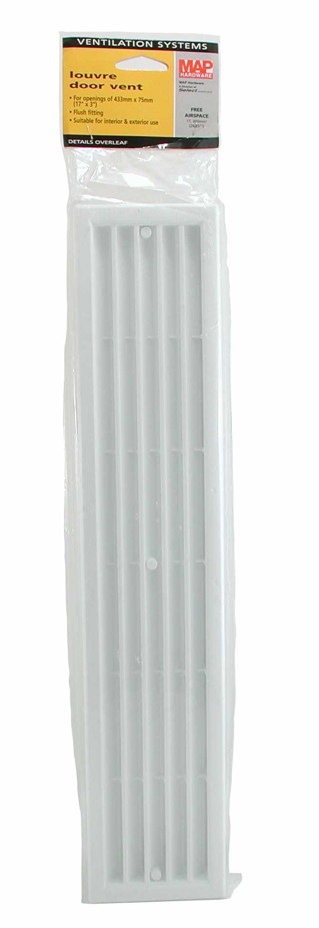 Door Vent  -  Louvred Plastic 450 x 98mm White