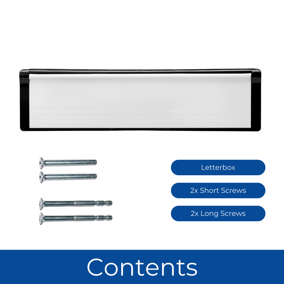 Keypak 12" (30.6cm) Sleeved Letterbox – Fits 20–40mm Doors (Black/White)