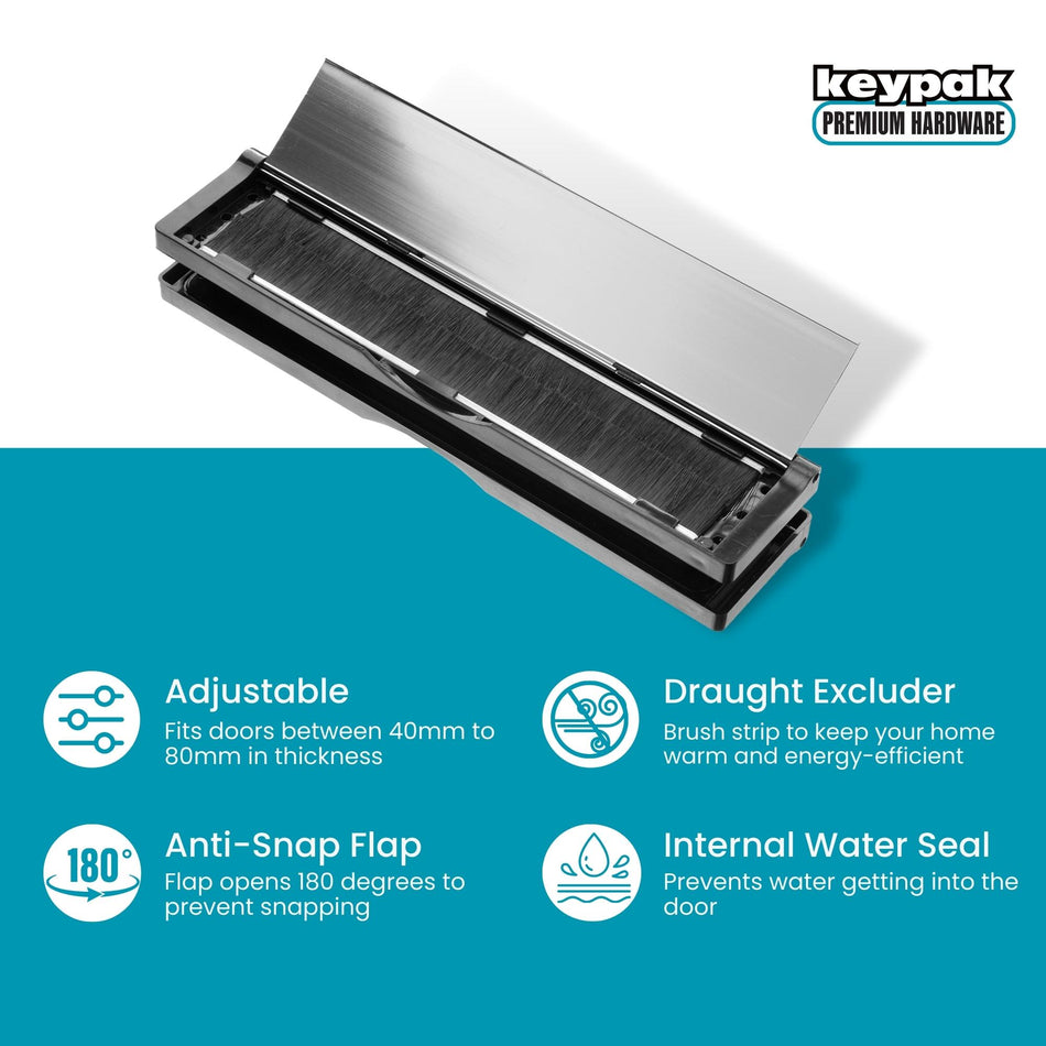 Letterplate 12"  -  Postport For Door Thickness 40-80mm