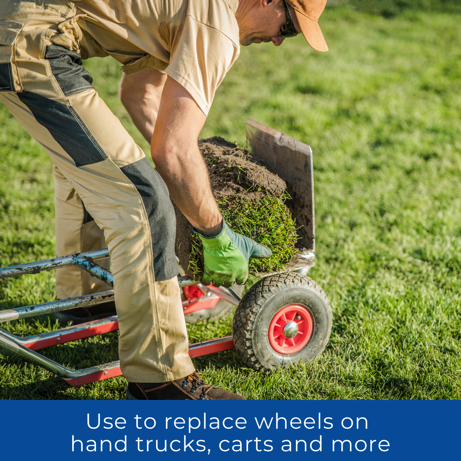 11 Inch Pneumatic Wheel, 20mm Roller Bearing Bore, Red Plastic Rim, 2 Pack