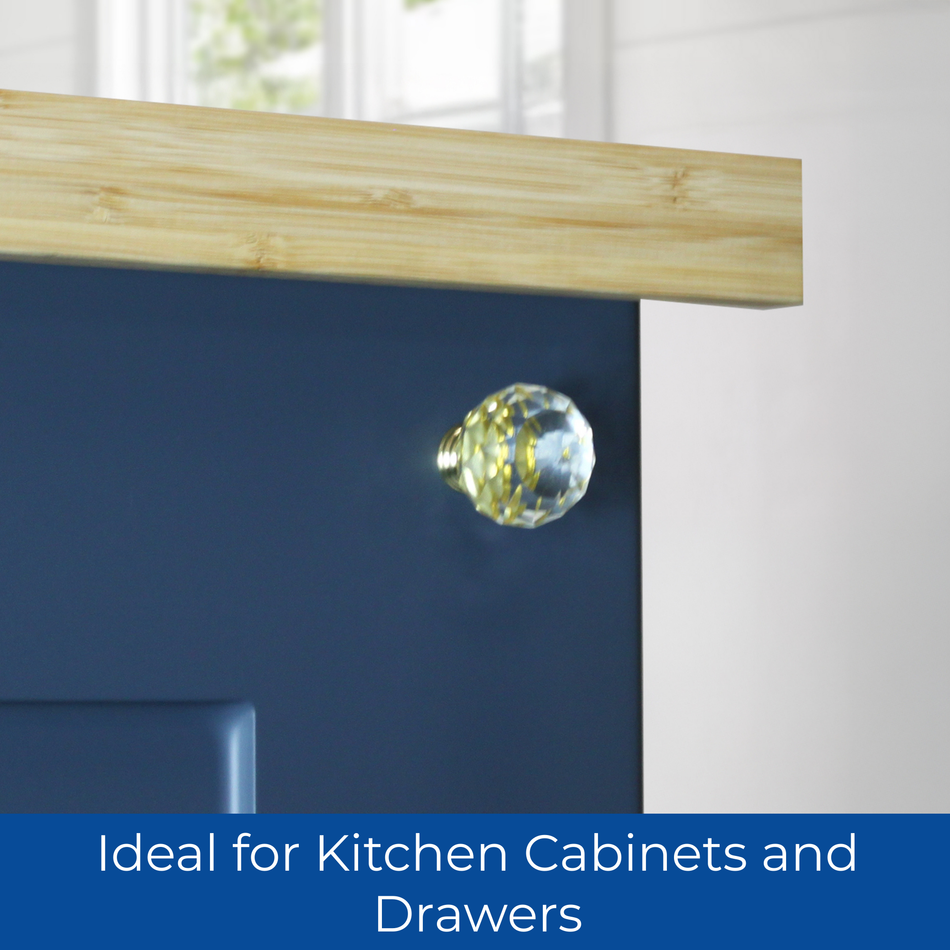 10 Pack Crystal Ball Glass Door Knobs 30mm