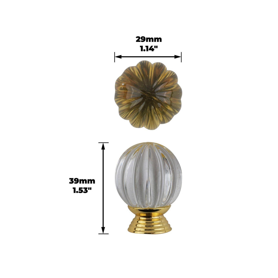 10 Pack Fluted Glass Cabinet Knobs 32mm Cabinet Drawer Handle