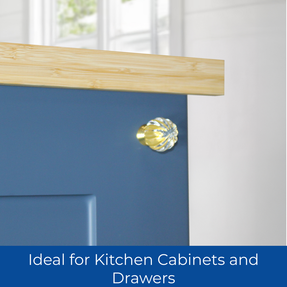 10 Pack Fluted Glass Cabinet Knobs 32mm Cabinet Drawer Pull Handle