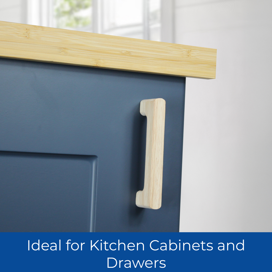 10 Pack Japandi Wooden Handles 96mm Cabinet Drawer Pull Handle